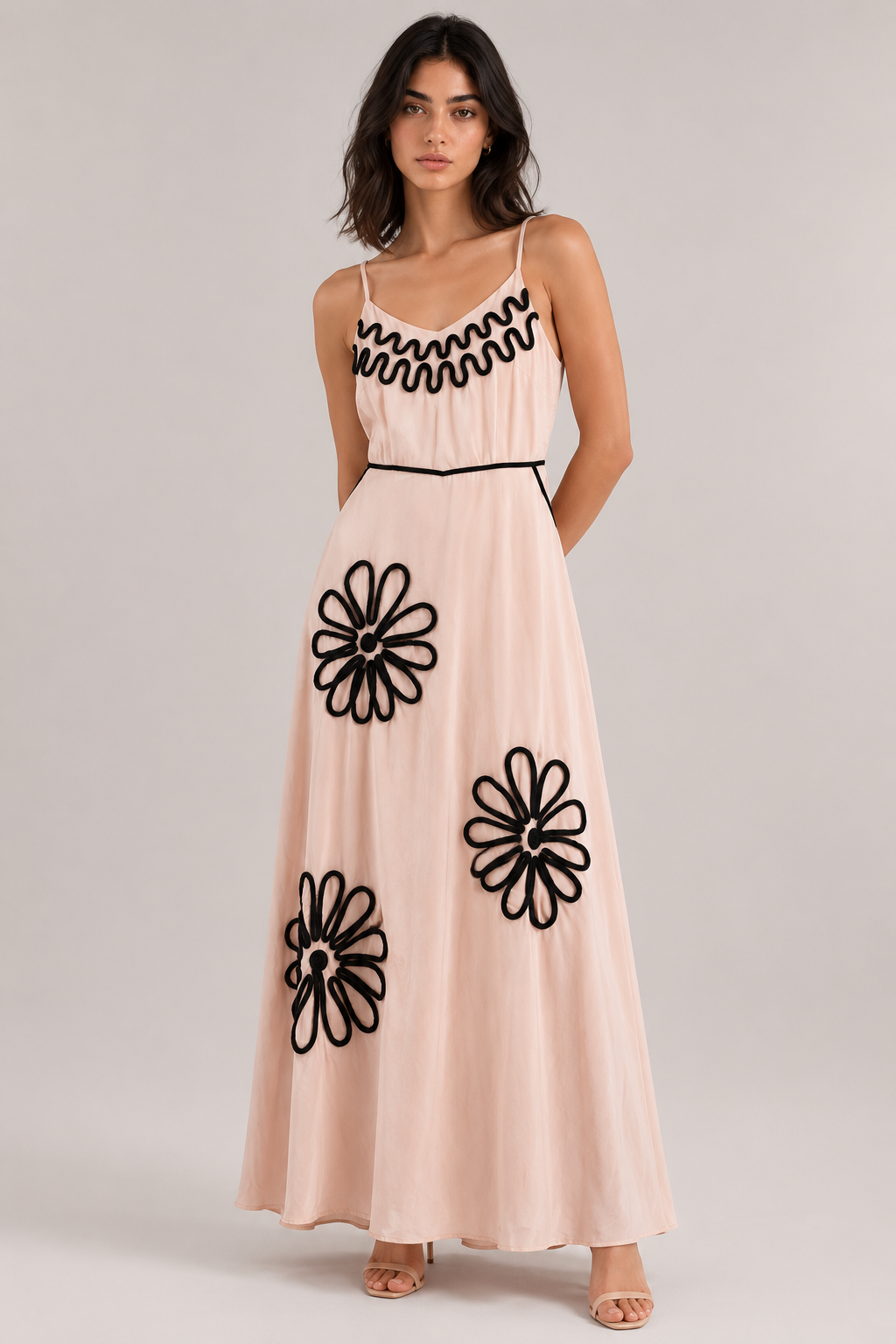 Blush Daisy Trim Maxi Dress