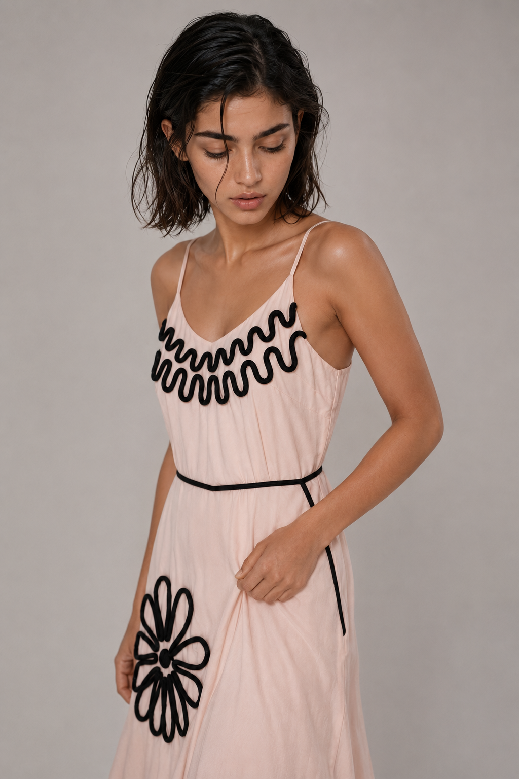 Blush Daisy Trim Maxi Dress