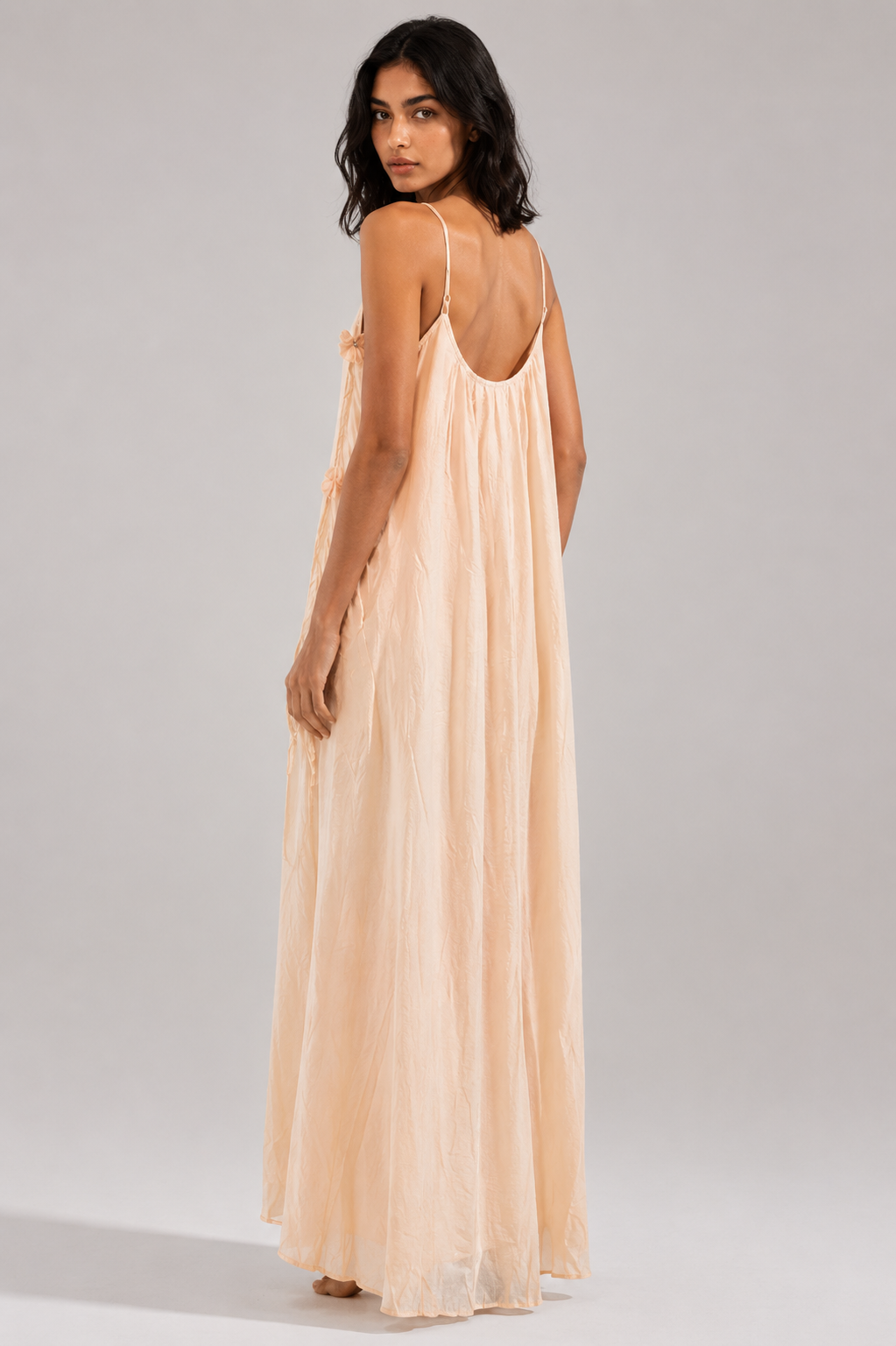 Peach Blossom Floral Maxi Dress