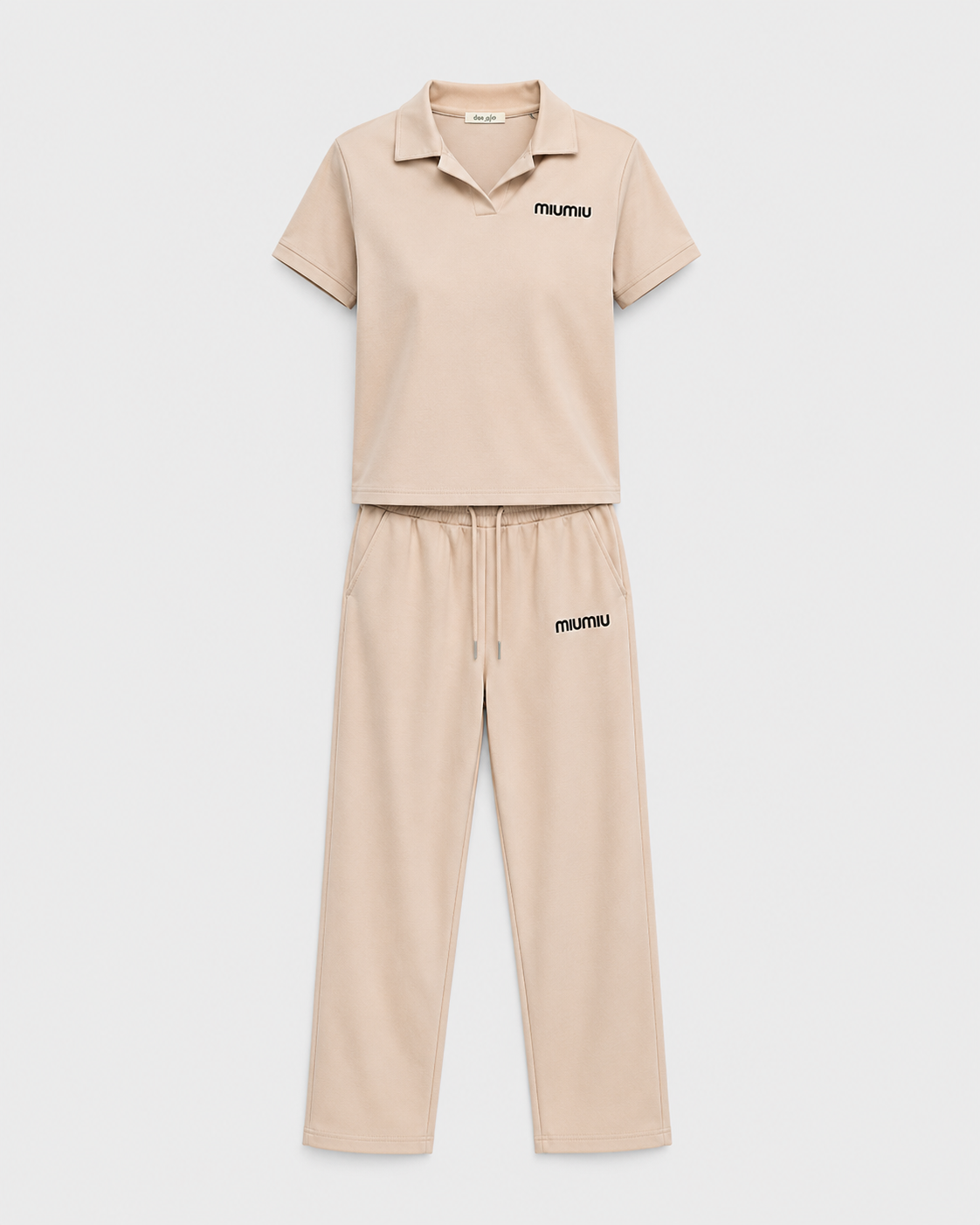 Sandstone Polo & Wide-Leg Sweatpants Set