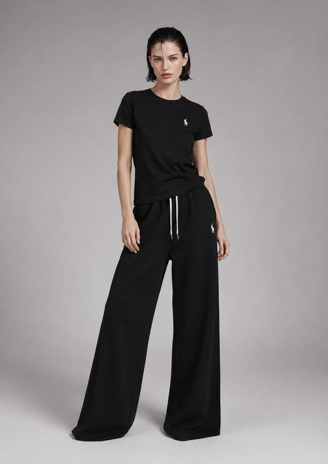 Noir Essentials Tee & Wide-Leg Jogger Set