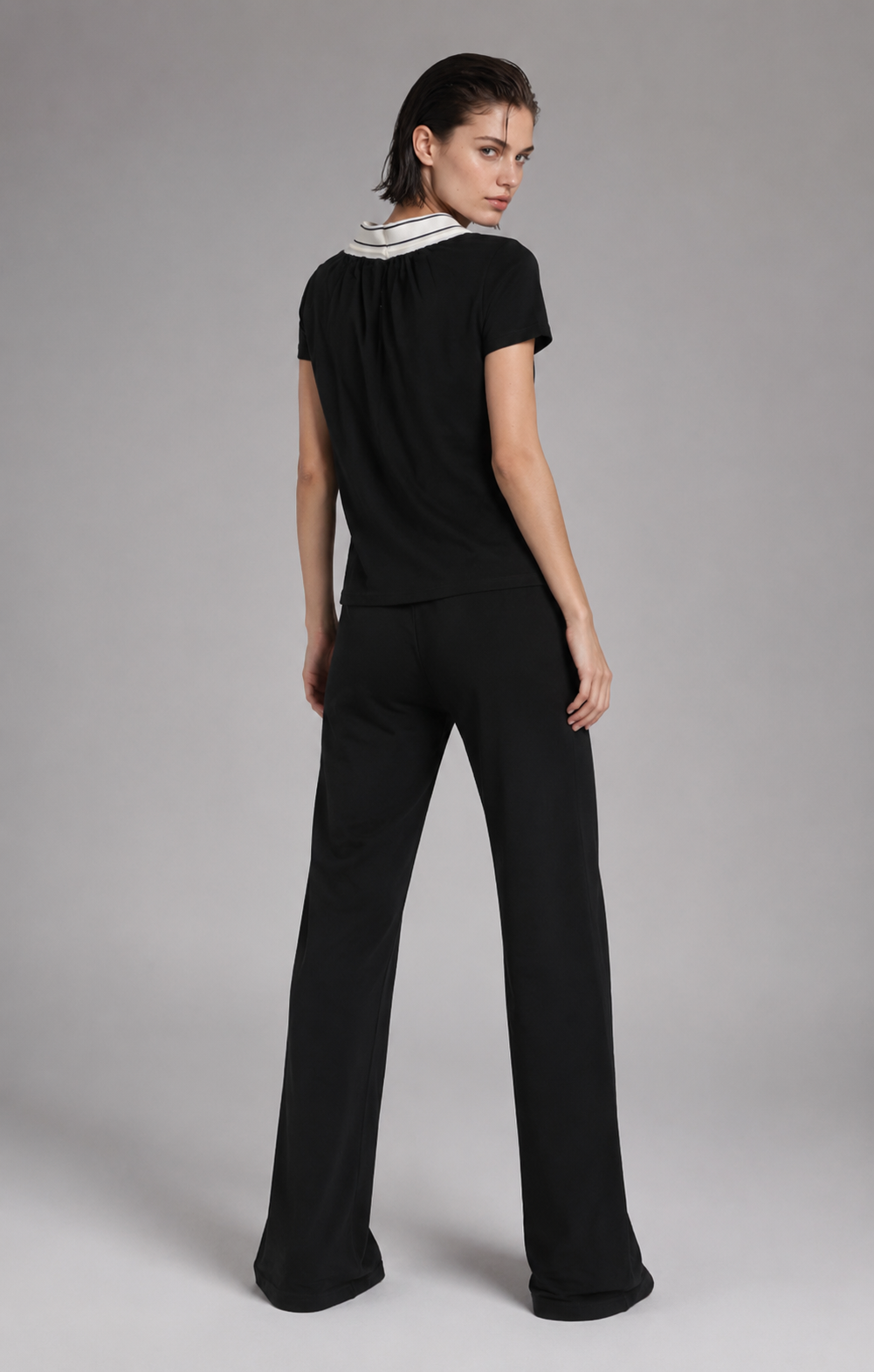 Noir Essentials Tee & Wide-Leg Jogger Set