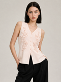 Floral Appliqué Button Vest