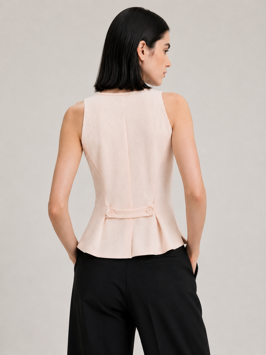 Floral Appliqué Button Vest