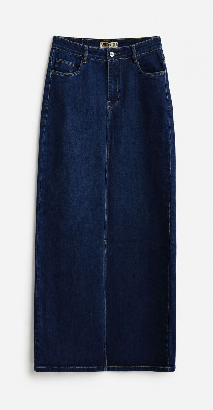 High-Rise Denim Maxi Skirt