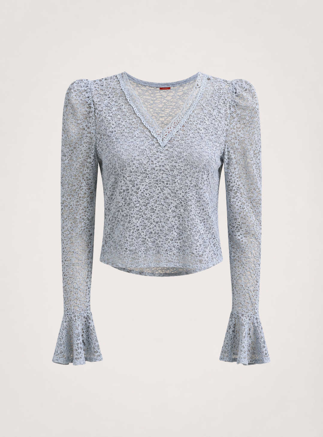 Sheer Lace Flare Cuff Top