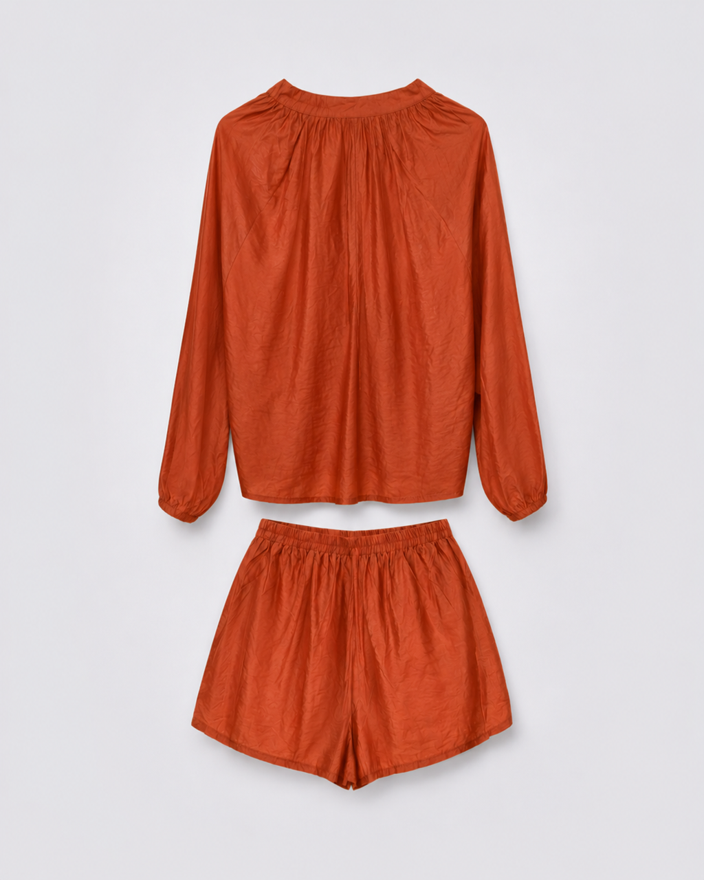 Relaxed Tie-Neck Blouse & Shorts Co-ord