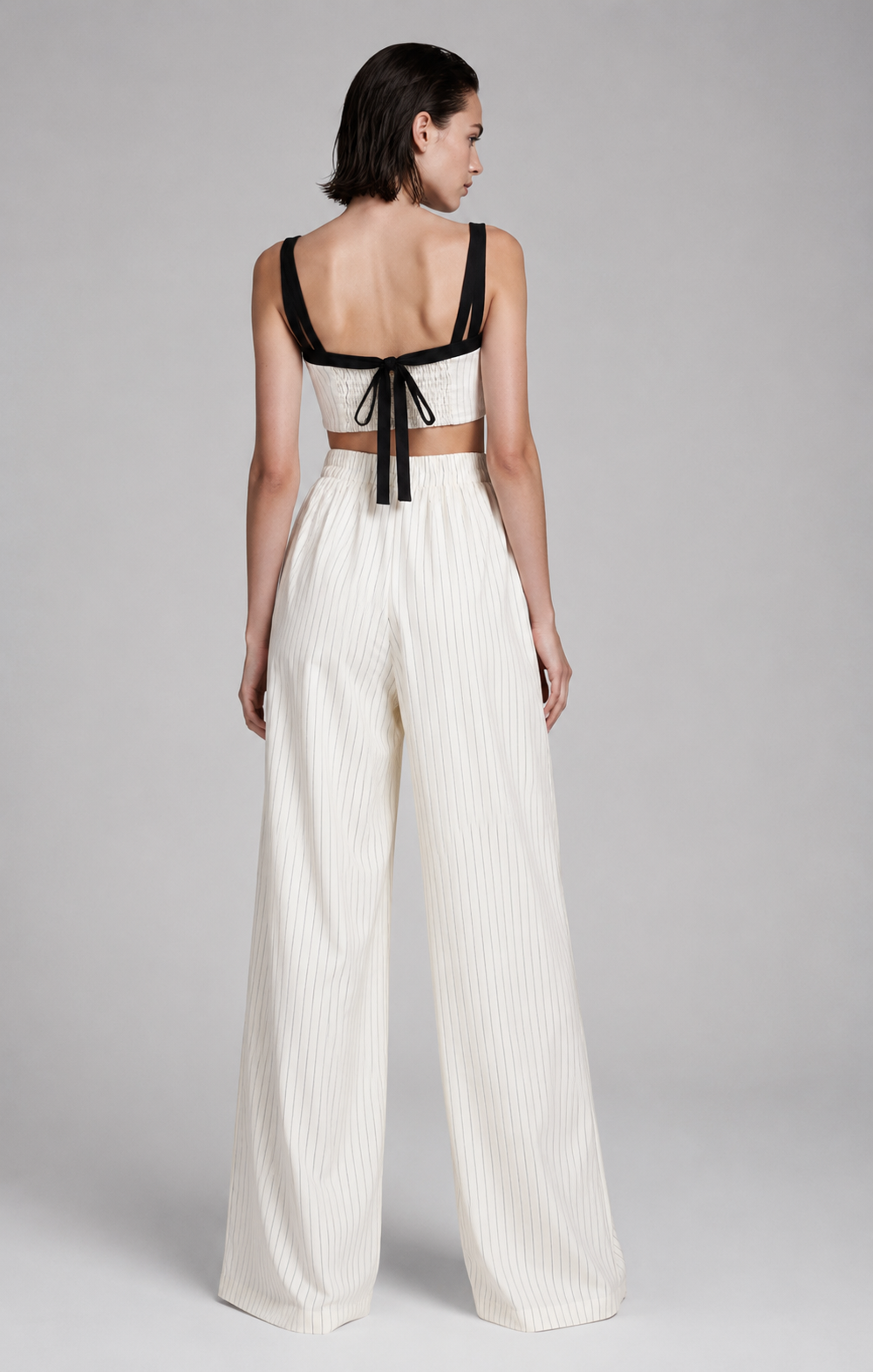 Pinstripe Crop Top & Wide-Leg Trouser Co-ord