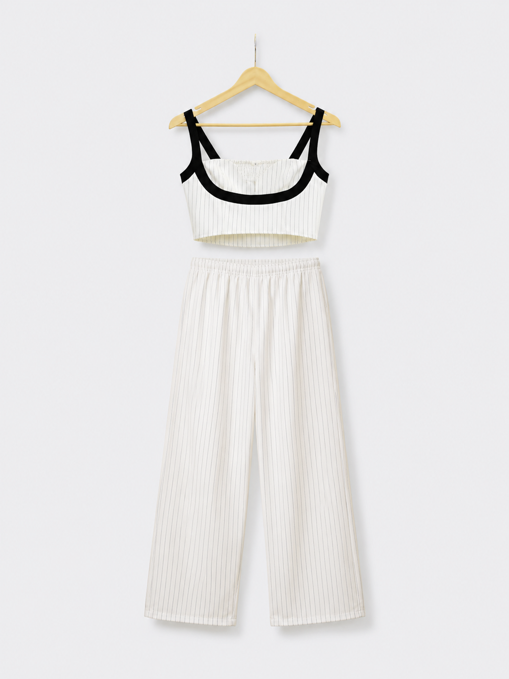 Pinstripe Crop Top & Wide-Leg Trouser Co-ord