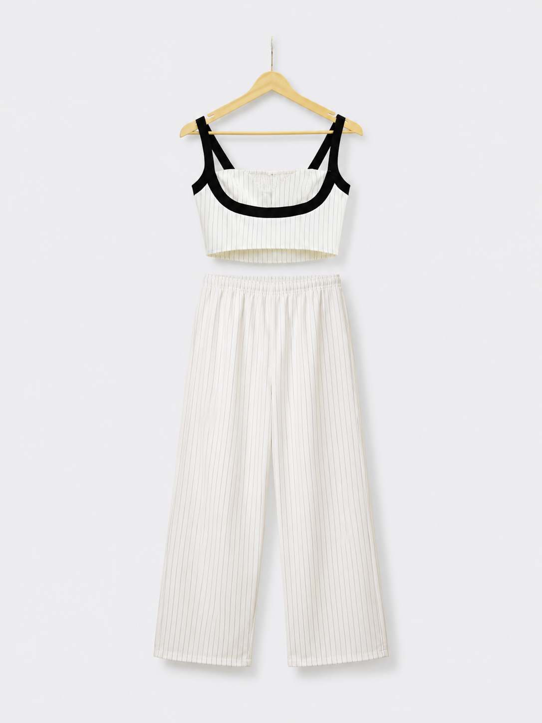Pinstripe Crop Top & Wide-Leg Trouser Co-ord