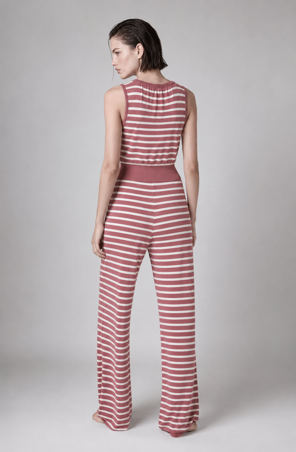 Striped Knit Crop Top & Flare Trouser Co-ord