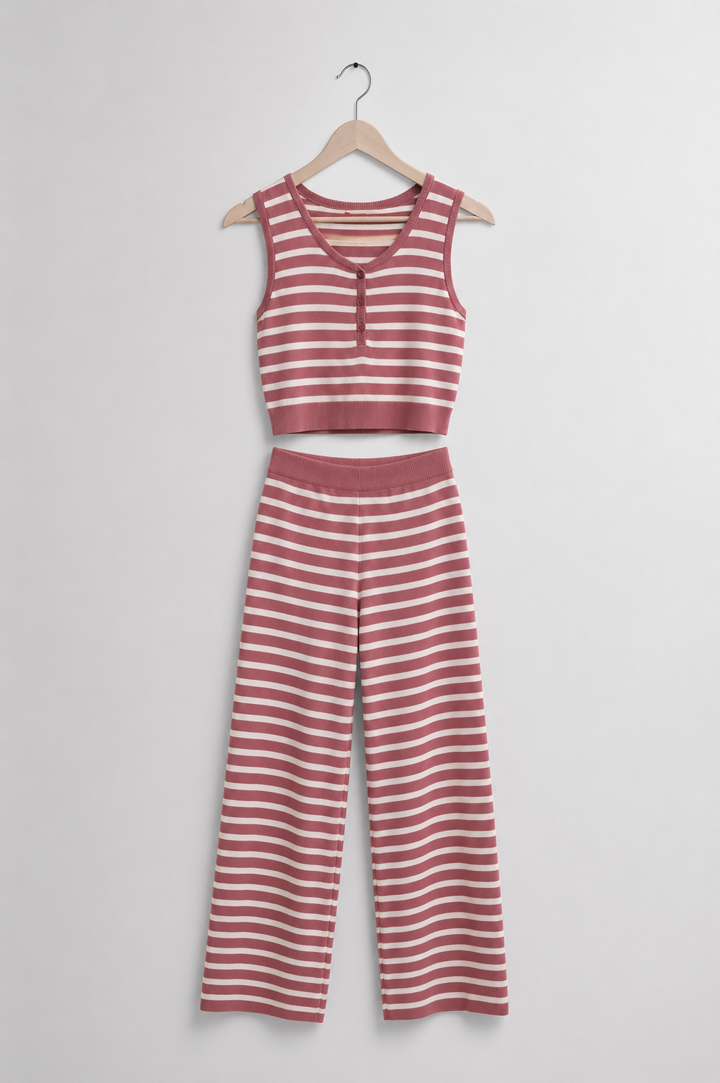 Striped Knit Crop Top & Flare Trouser Co-ord
