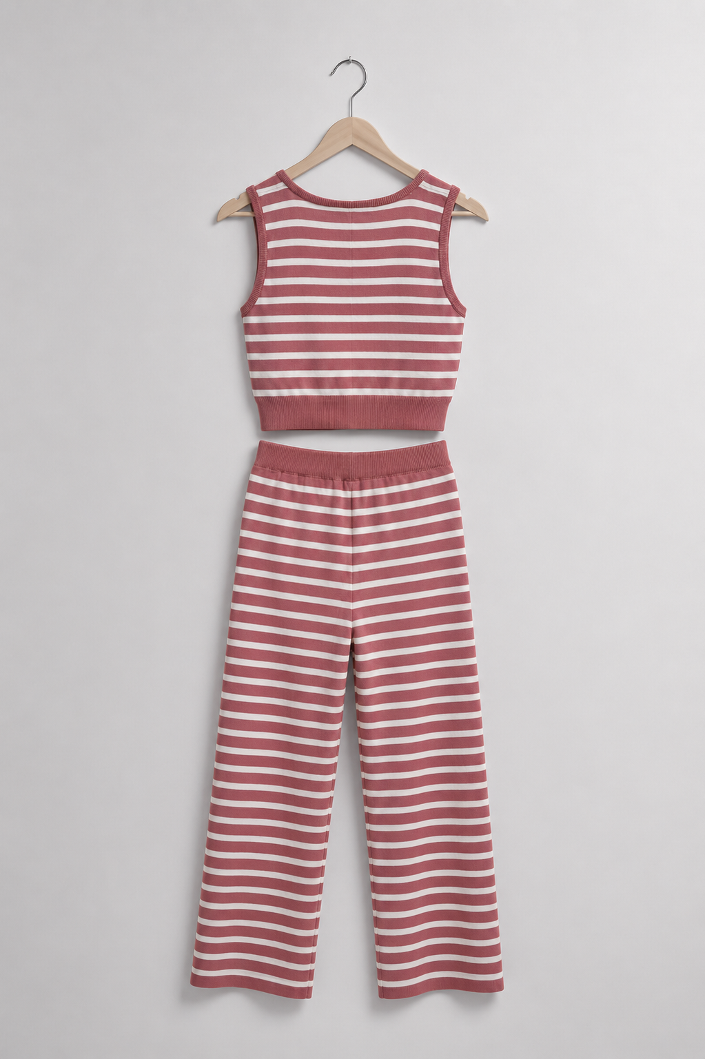 Striped Knit Crop Top & Flare Trouser Co-ord