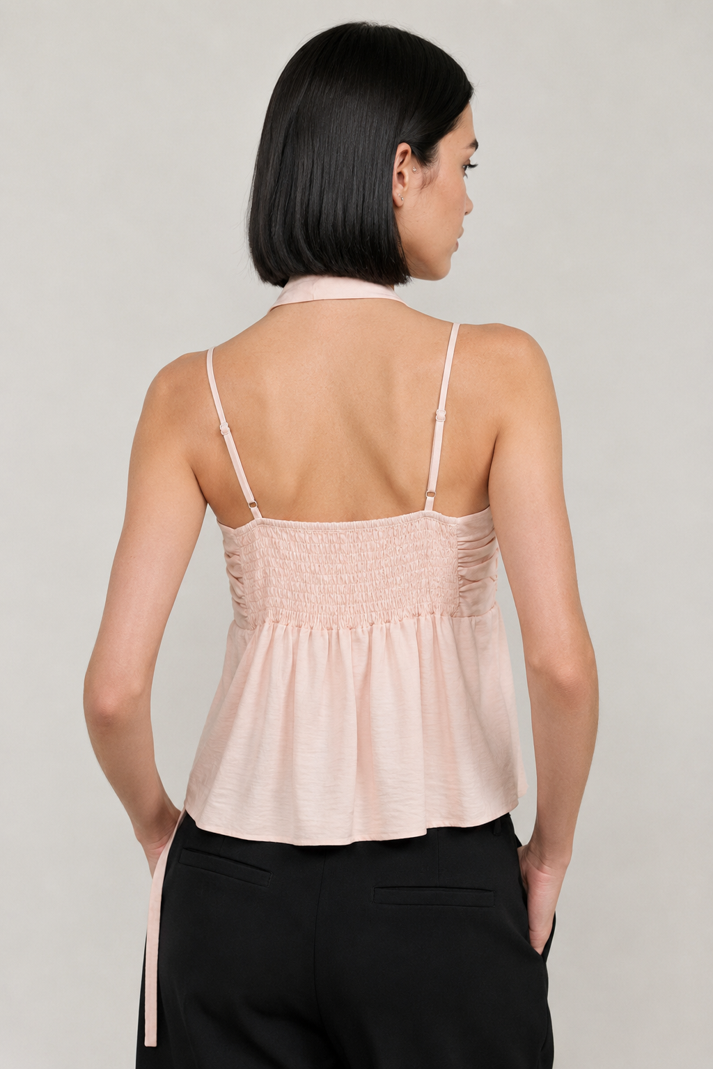 Ruched Halter Peplum Top