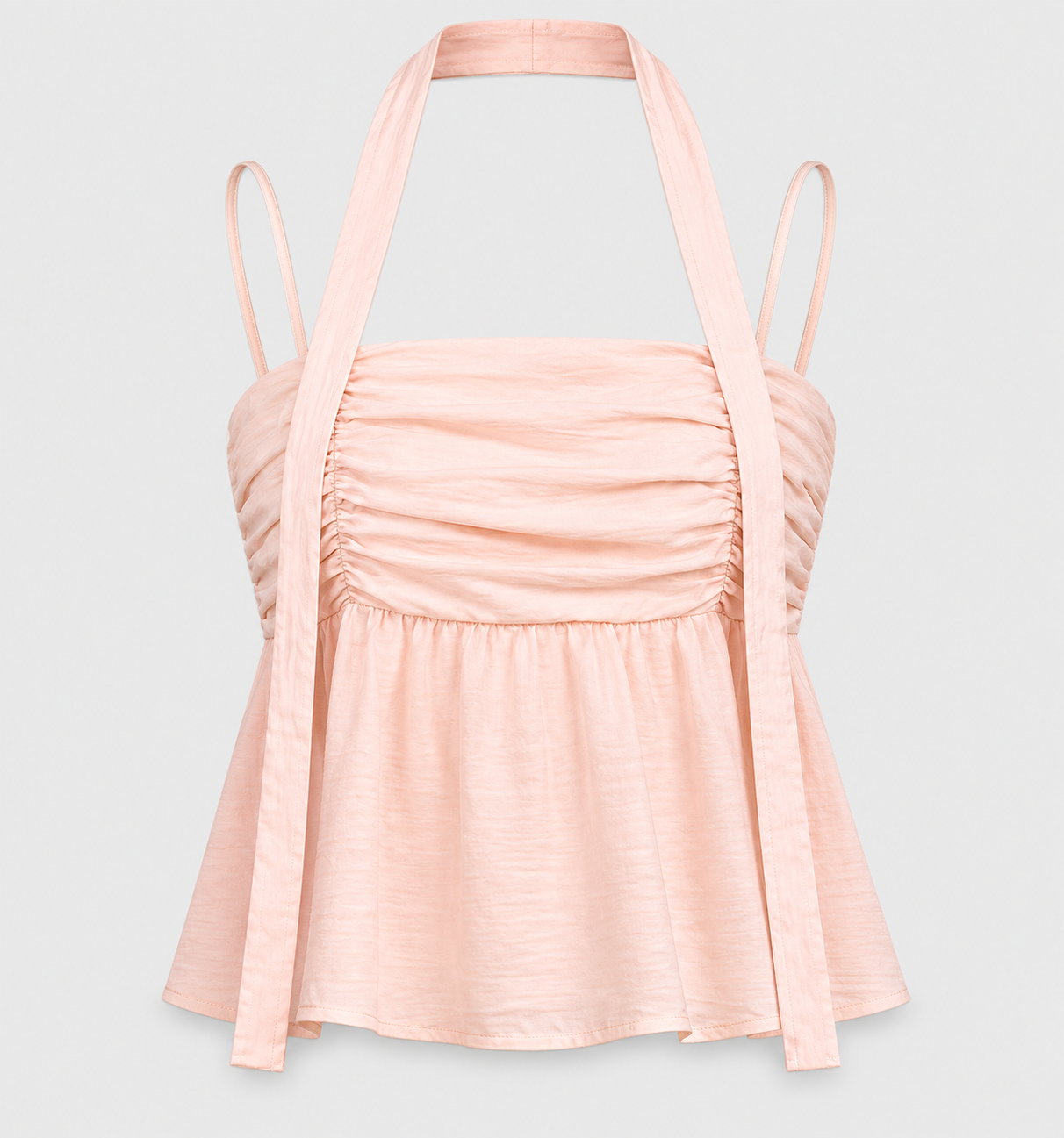 Ruched Halter Peplum Top