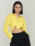Lace-Up Cropped Shirt