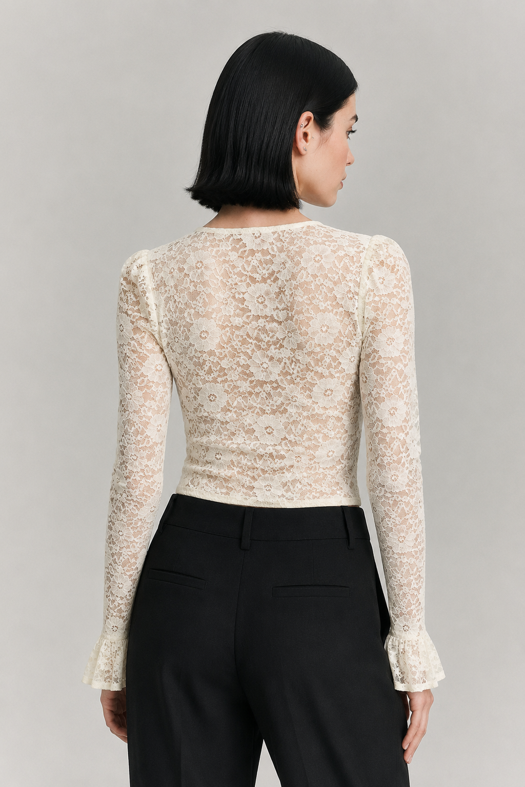 Crystal Trim Lace Crop Top