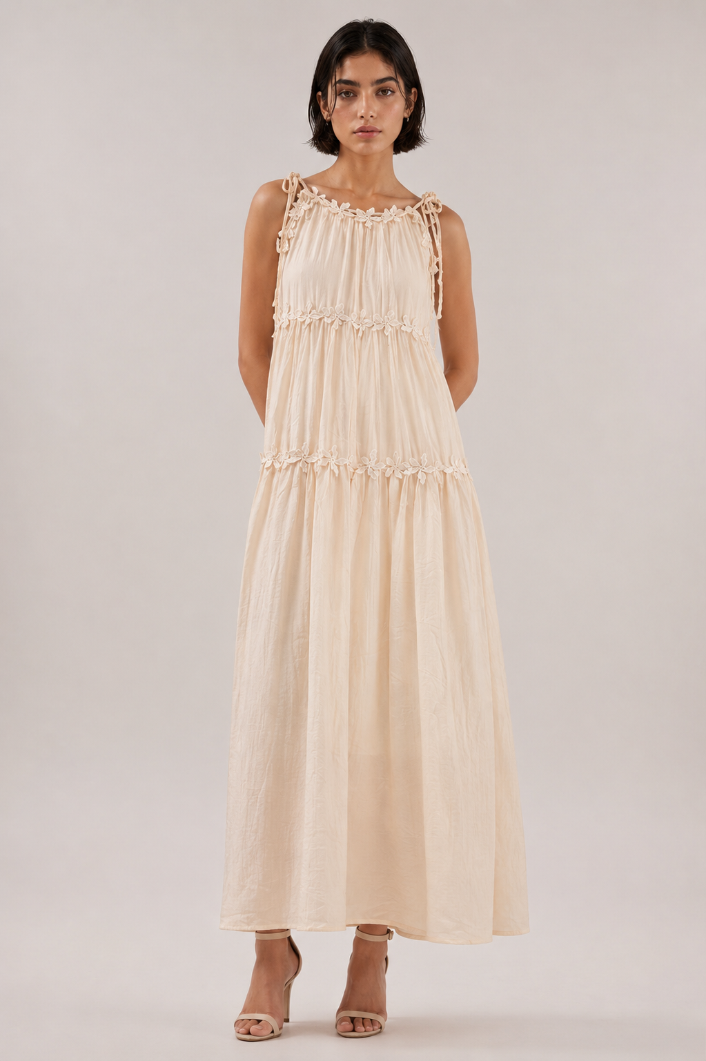 Vanilla Cream Tiered Maxi Dress