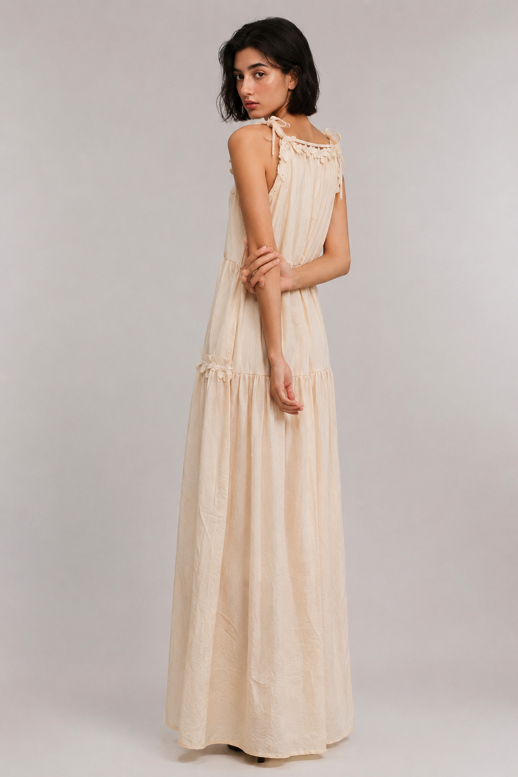 Vanilla Cream Tiered Maxi Dress