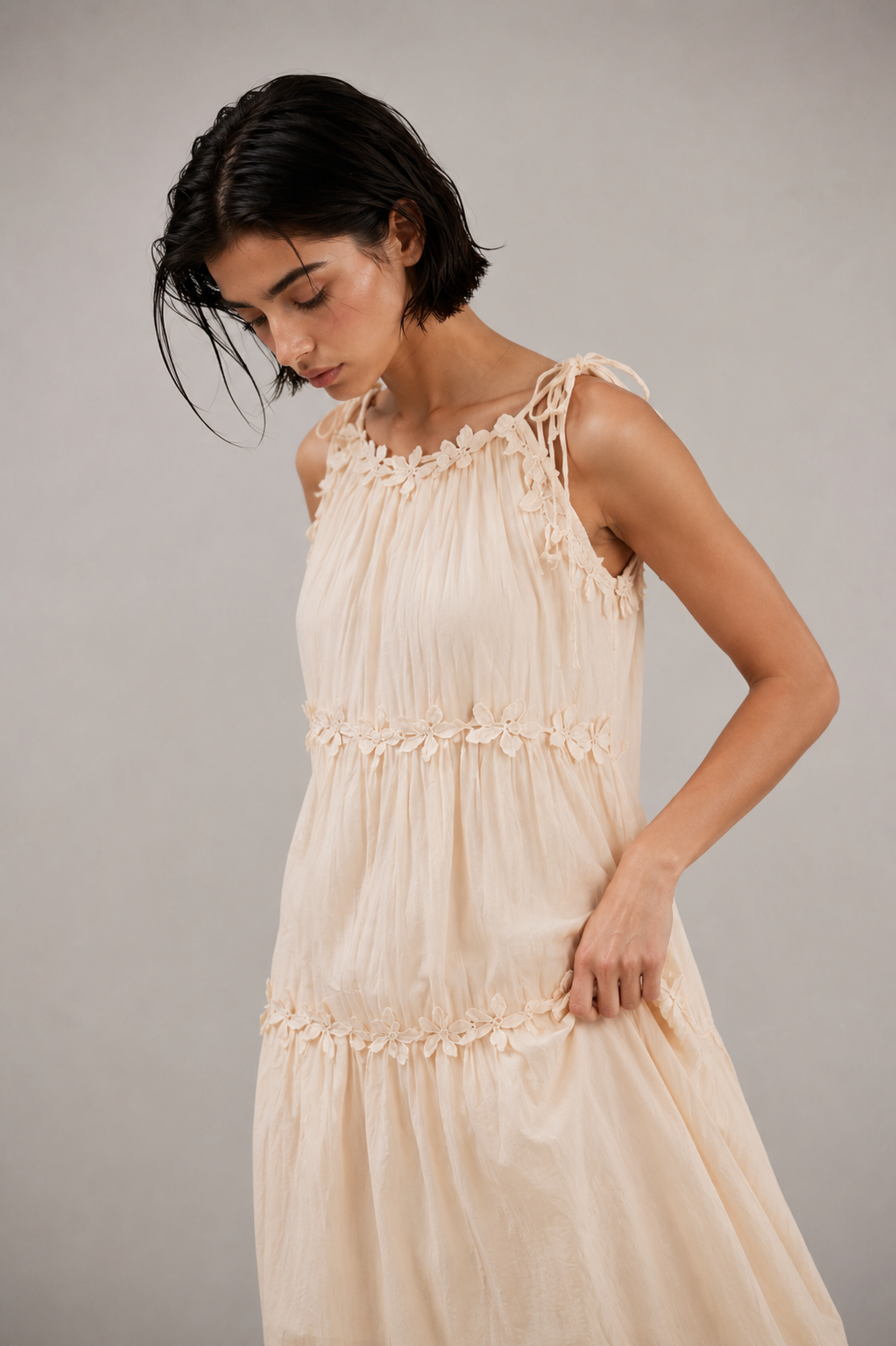 Vanilla Cream Tiered Maxi Dress