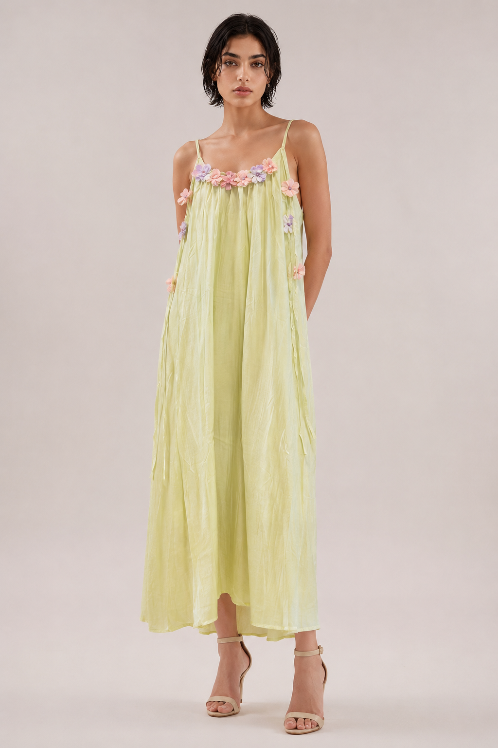 Peach Blossom Floral Maxi Dress