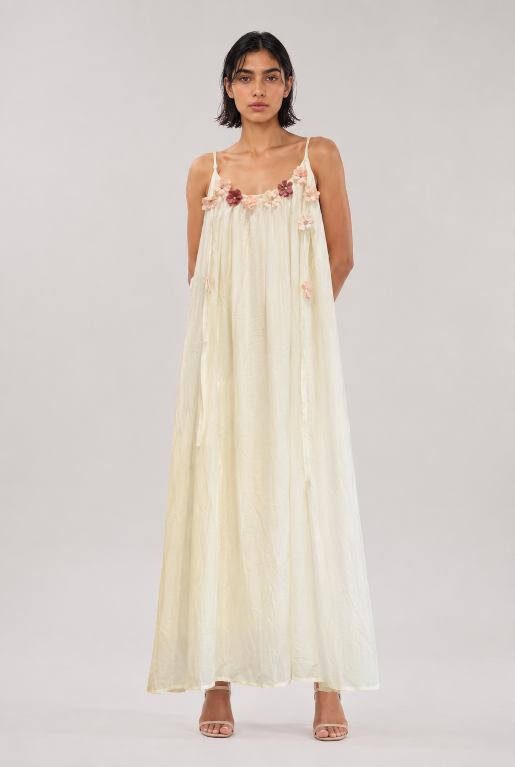 Peach Blossom Floral Maxi Dress