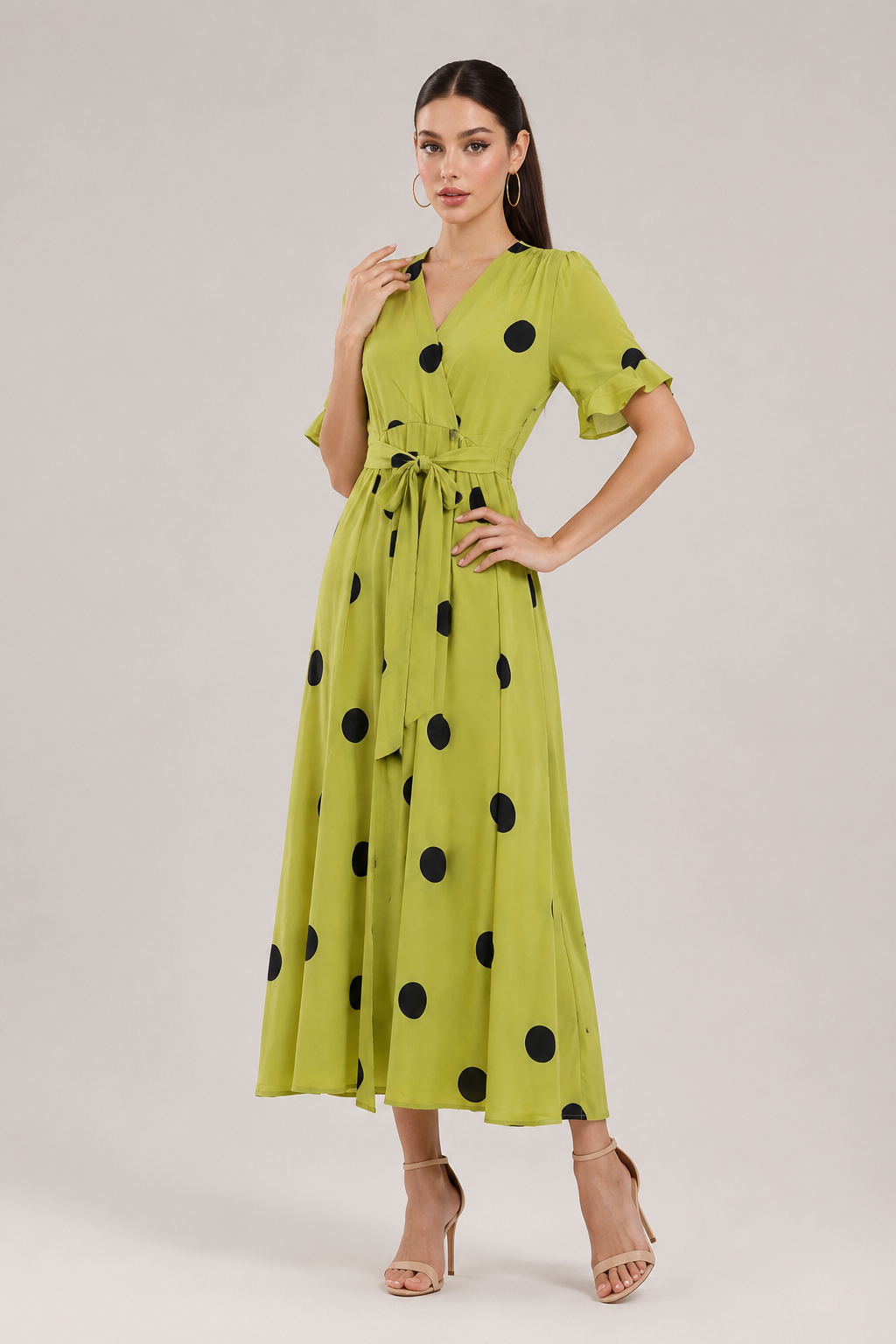 Noir Spot Midi Dress
