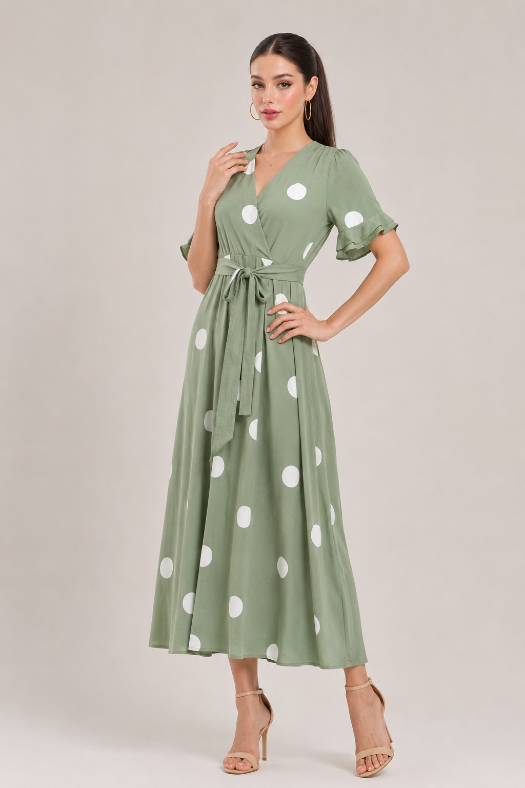 Noir Spot Midi Dress