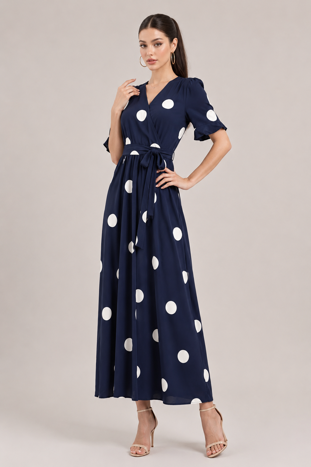 Noir Spot Midi Dress