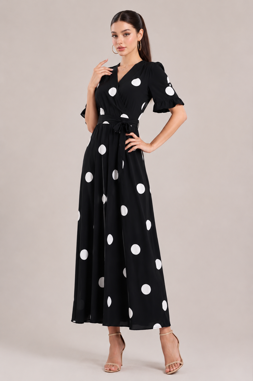 Noir Spot Midi Dress