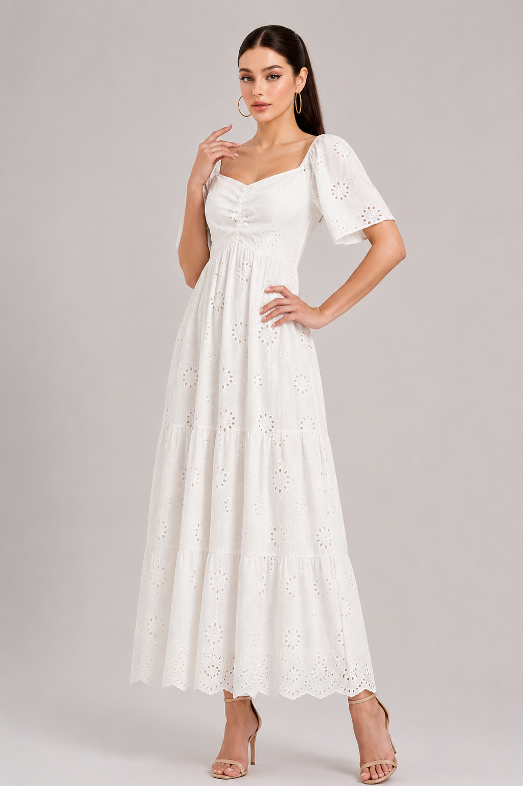 Azure Eyelet Maxi Dress