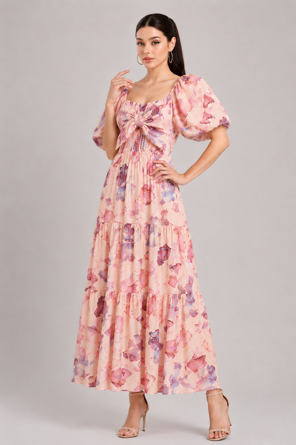 Crimson Bloom Maxi Dress