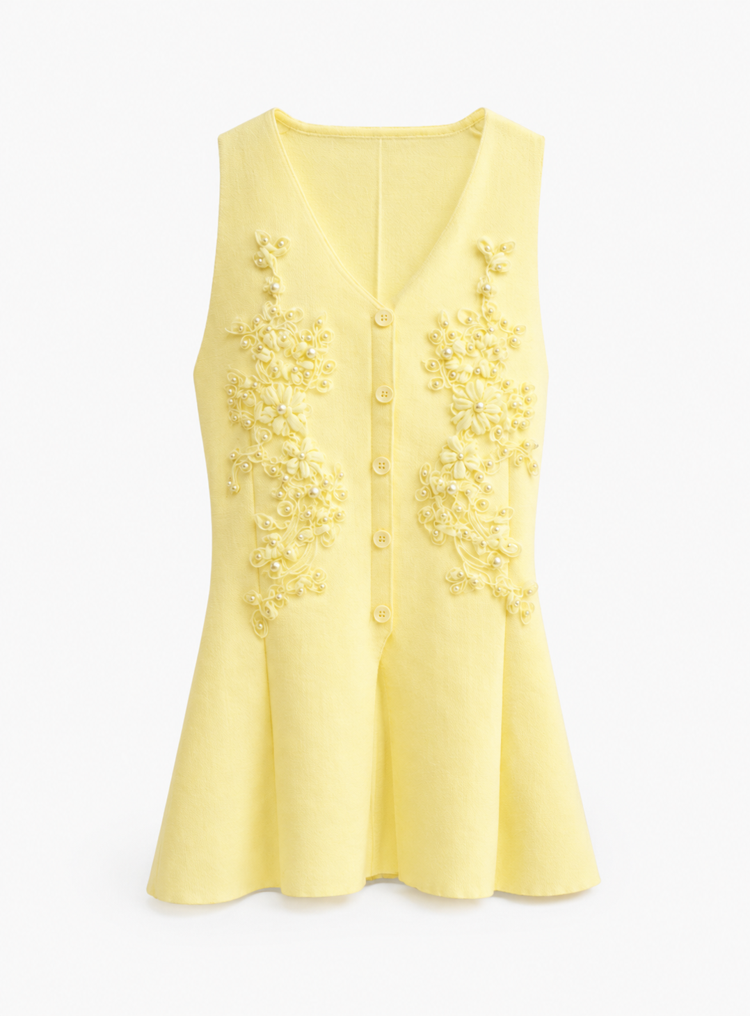 Floral Appliqué Button Vest