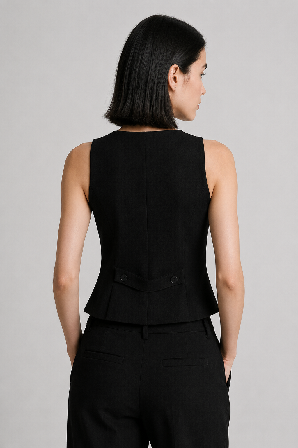 Floral Appliqué Button Vest