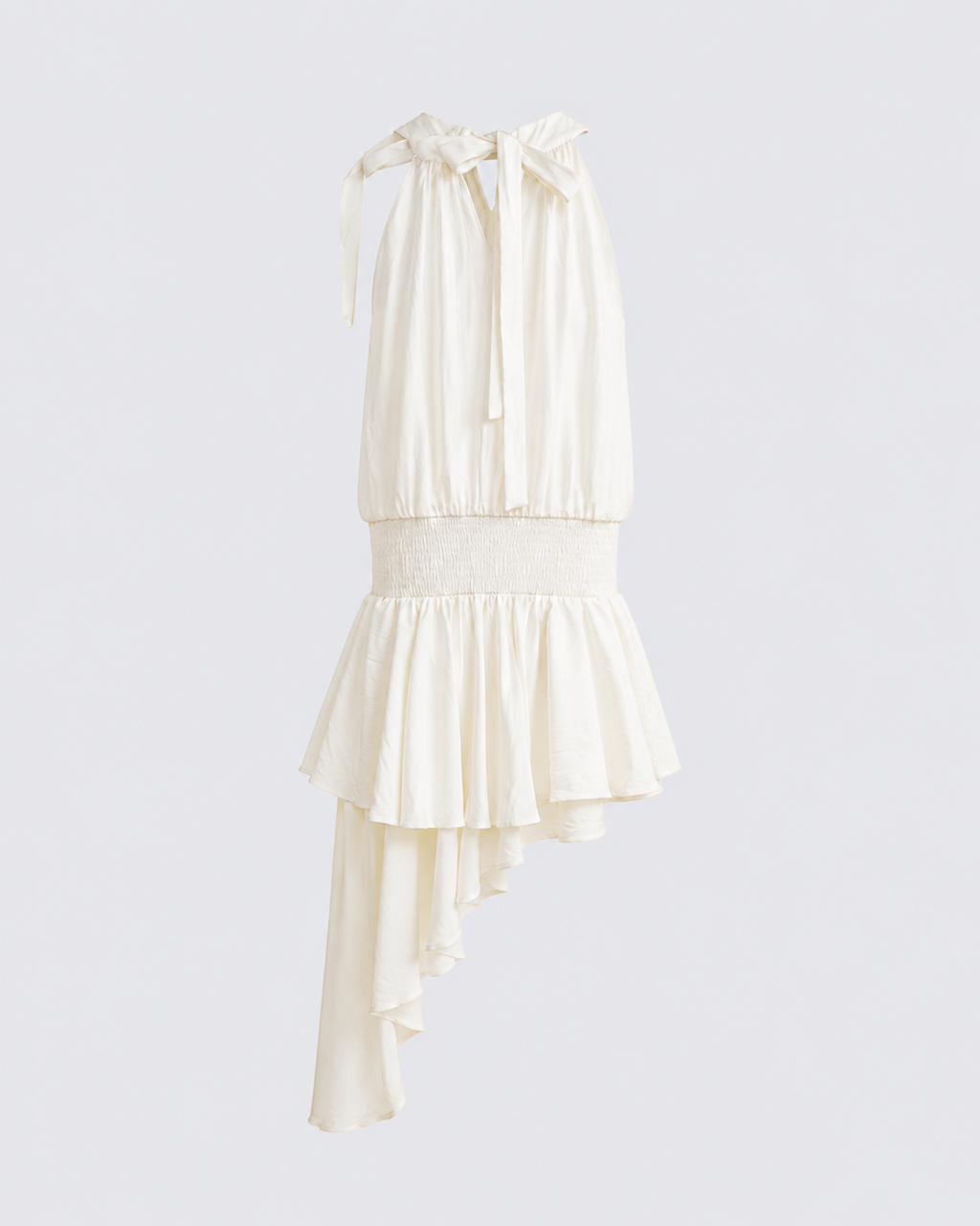 Asymmetric Ruffle Halter Dress