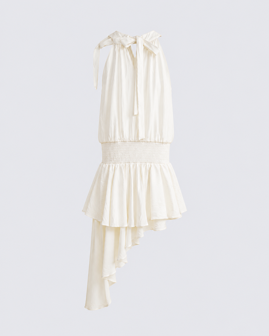 Asymmetric Ruffle Halter Dress