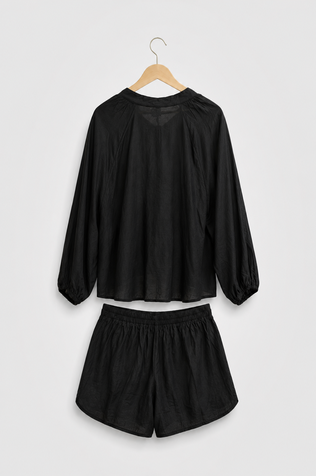 Relaxed Tie-Neck Blouse & Shorts Co-ord