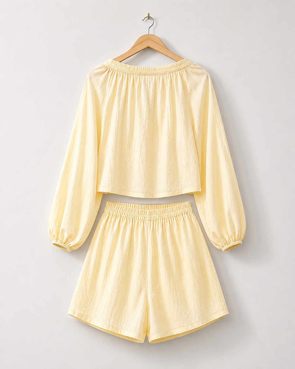 Relaxed Tie-Neck Blouse & Shorts Co-ord