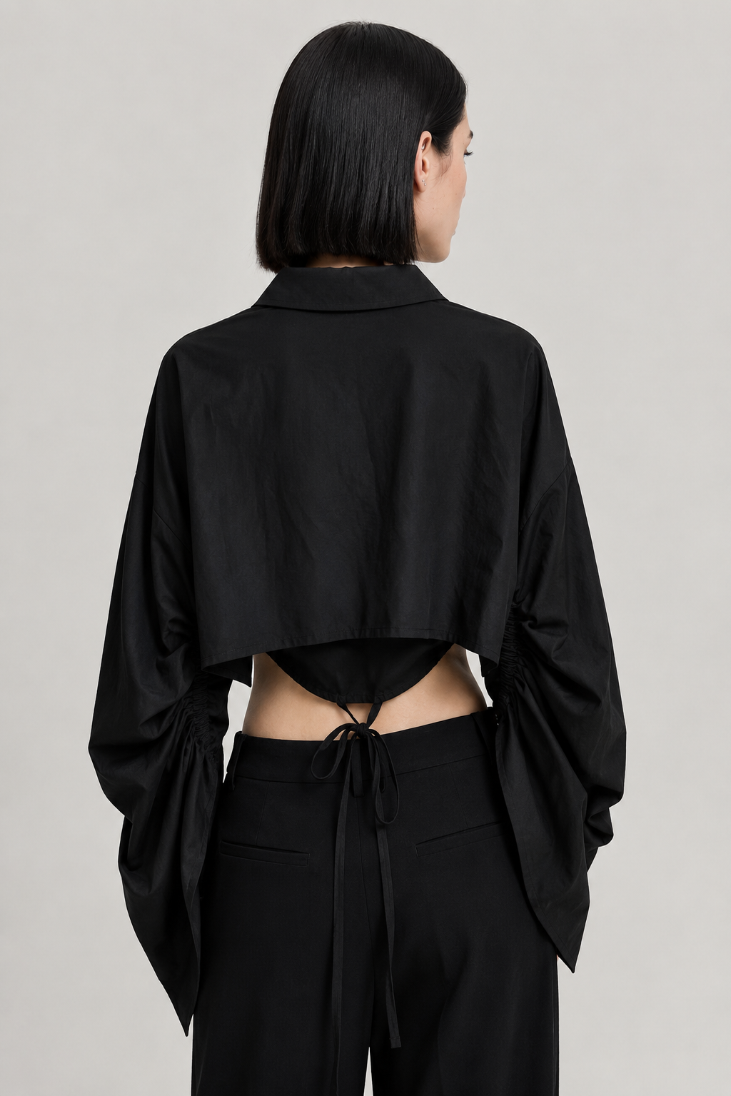 Lace-Up Cropped Shirt