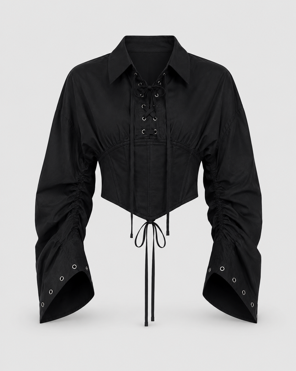 Lace-Up Cropped Shirt