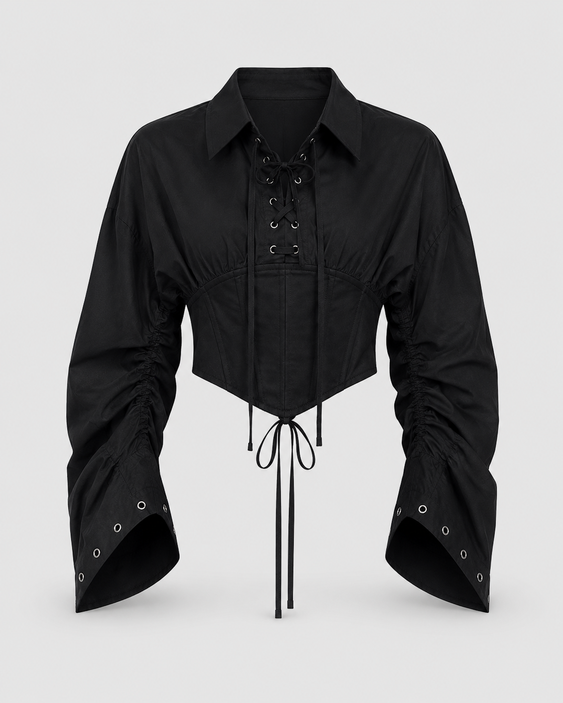 Lace-Up Cropped Shirt