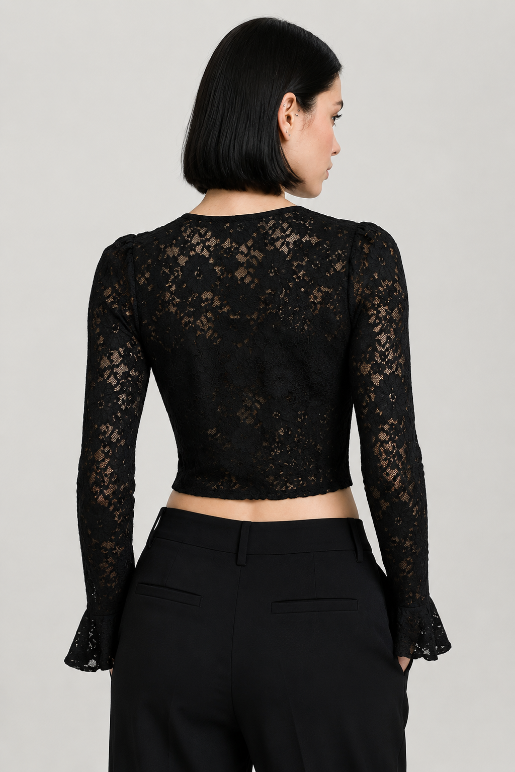 Crystal Trim Lace Crop Top