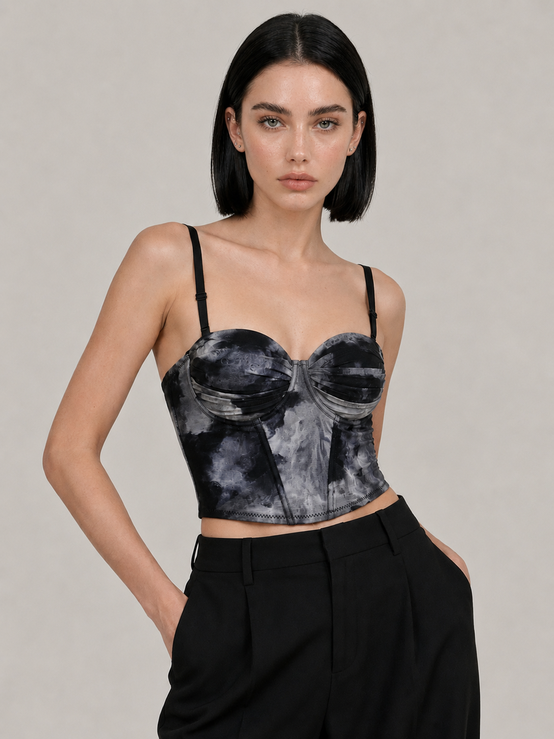 Floral Mesh Corset Top