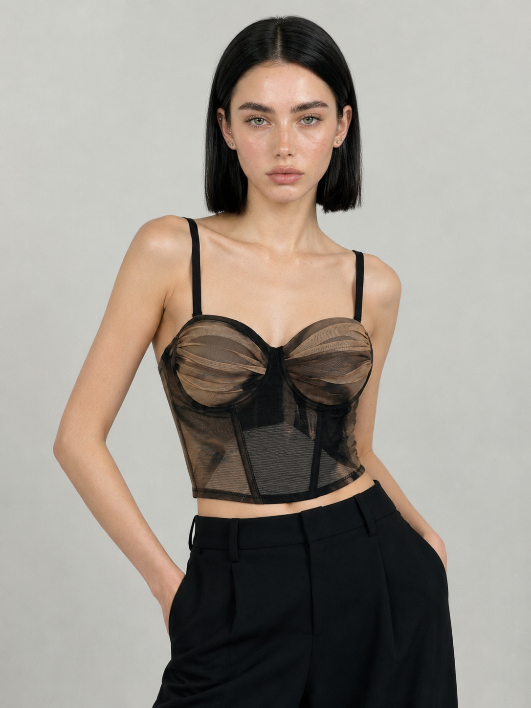 Floral Mesh Corset Top