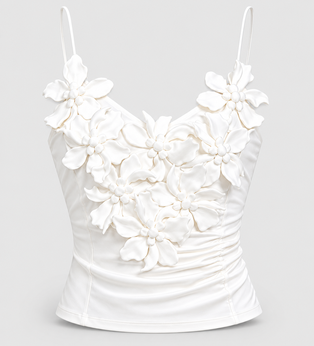 3D Floral Appliqué Corset Cami