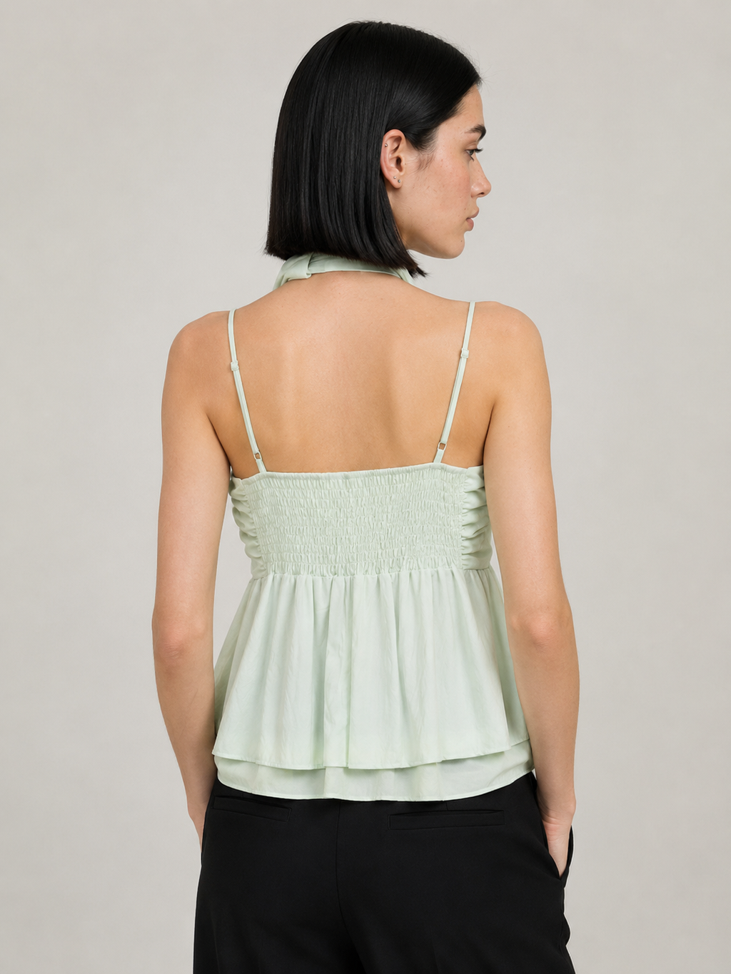 Ruched Halter Peplum Top
