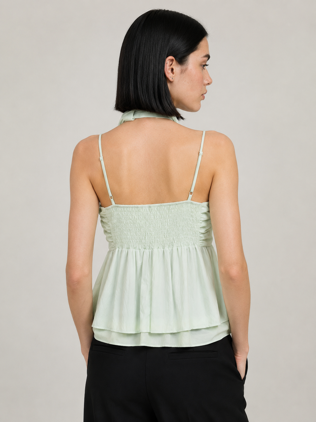 Ruched Halter Peplum Top