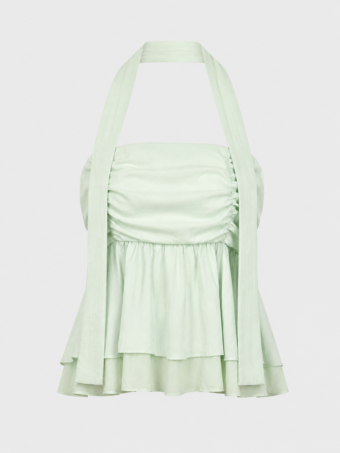 Ruched Halter Peplum Top
