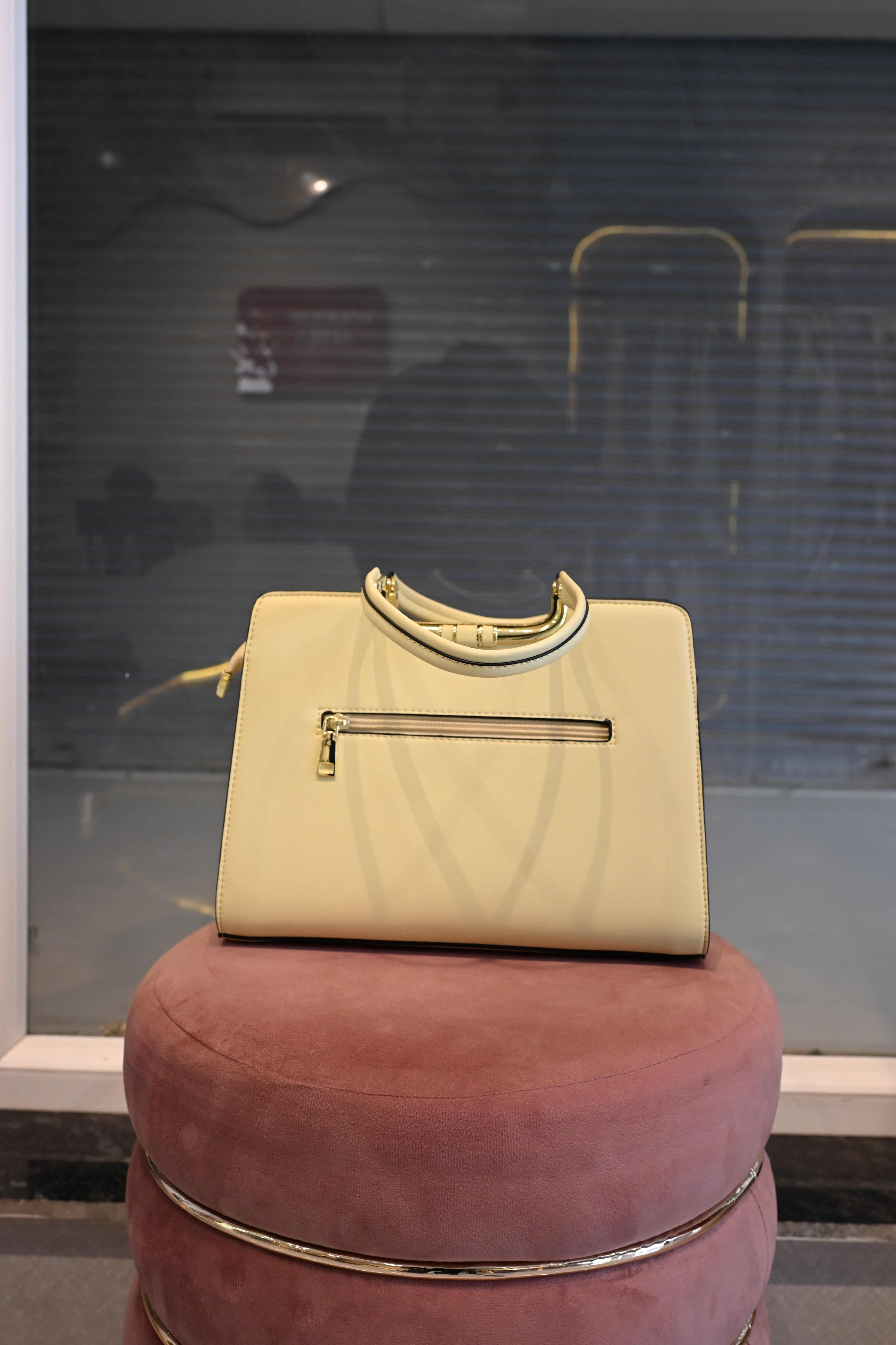 JINFA & CLASSIC Ivory Quilted Top Handle Satchel Bag