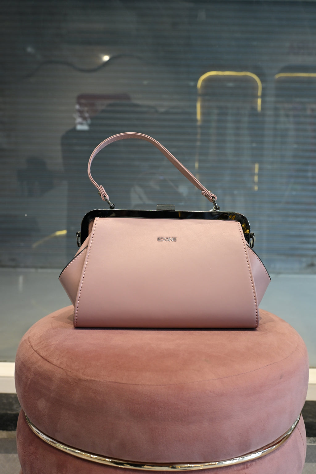 EDONE Blush Pink Structured Top Handle Handbag